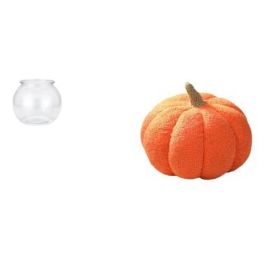 Imagem de Whtkoph Vaso Transparente em Formato de Abóbora para Aquário, Pequeno Ornamento Redondo para Aquário, Almofada para Sofá, Escritório, Casa, Quarto, Mesa,