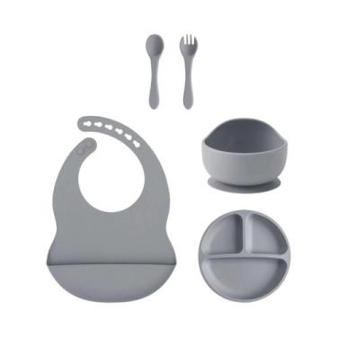 Imagem de Conjunto De Alimentação Para Bebês Em Silicone 5PCS Com Prato De Sucçã