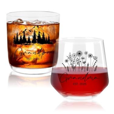 Imagem de Ithmahco Presentes de Natal para avós pela primeira vez 2026, conjunto de copos de uísque para avós e avô, presentes de anúncio de gravidez para avós, presente de Natal promovido aos avós