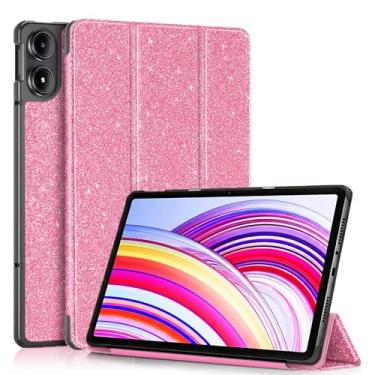 Imagem de Caweet Capa para Xiaomi Redmi Pad 2 PRO (12,1 polegadas, lançado em 2025) - Capa traseira rígida leve, capa de suporte de três dobras com função auto dormir/despertar automático, rosa brilhante