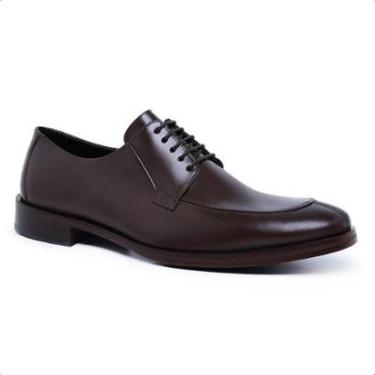 Imagem de Sapato Masculino Social Derby Malbork em Couro Marrom Sola Couro 60501M -Masculino