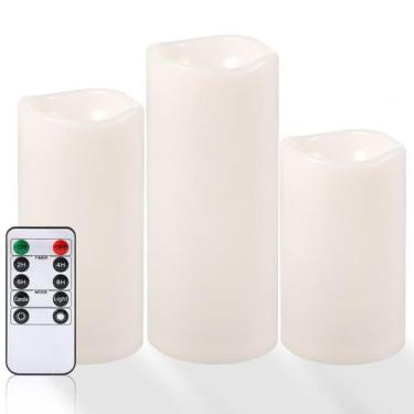 Imagem de Velas impermeáveis sem chama NURADA 6 8 10 x 10cm Branco Marfim