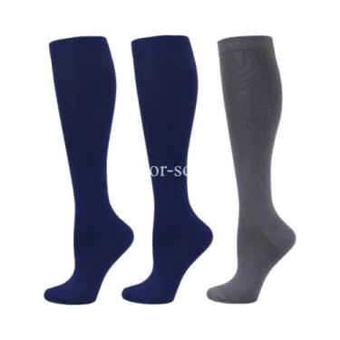 Imagem de Meias De Compressão Unissex 3 Pares Circulação Sanguínea Corrida Anti-