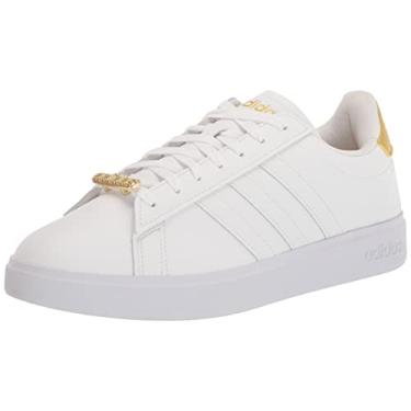 Imagem de adidas Tênis feminino Grand Court 2.0, Ftwr branco/dourado metálico/branco, 39