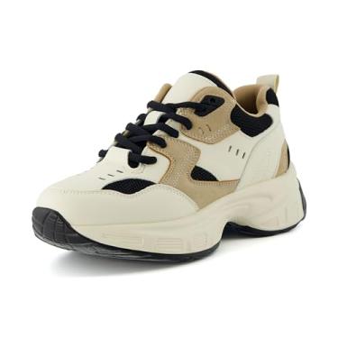 Imagem de CUSHIONAIRE Women's Strike chunky sneaker +Memory Foam, Wide Widths Available, Beige/Black 7