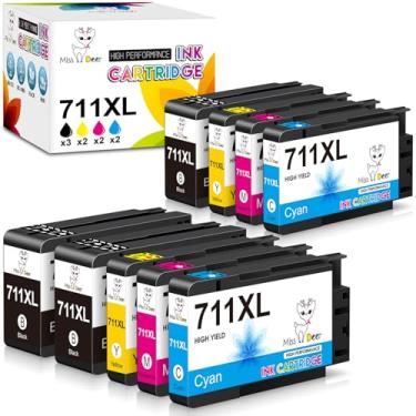 Imagem de Miss Deer Cartuchos de tinta 711XL de substituição para HP 711 711XL, funciona para impressoras HP Designjet T120 T520 de 24" T520 de 36" (3 pretos, 2 cianos, 2 magenta, 2 amarelos) 9 pacotes