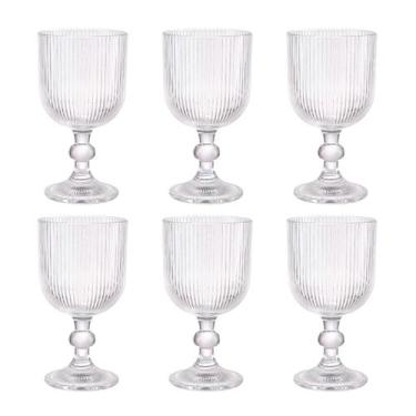 Imagem de Conjunto Jogo Com 6 Taças Design Canelada Multiuso Água Suco Vinho 340