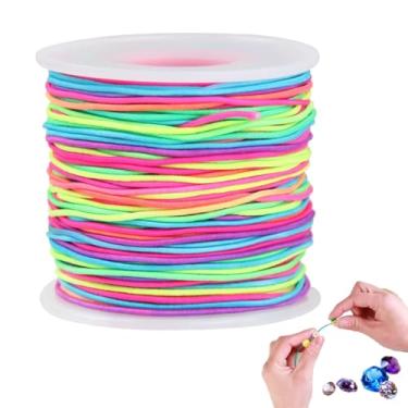 Imagem de Cordão elástico de 1 mm, cordão arco-íris resistente para miçangas e artesanato