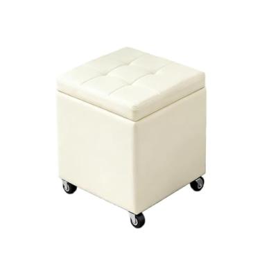 Imagem de Banqueta Baixa Rotativa 360 Banqueta Roldana Banco Baixo Com Rodas Sapatos Limpeza De Maquiagem Com Rodas Pedicure Spa De Massagem E Casa(White2,47.2" x 15.7" x 18.1")