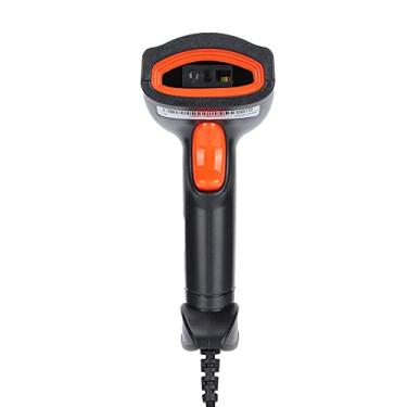 Imagem de Leitor de código de barras, leitor portátil de código de barras 360° Leitor de código de barras à prova de poeira e à prova d'água Leitor de código QR com fio USB para lojas(Black+Orange)