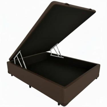 Imagem de Cama Box Baú Viúvo Blindado com Pistão a Gás (188x128x42) (Corino Marrom)
