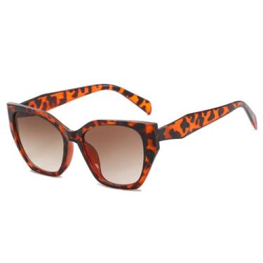 Imagem de Óculos de Sol Pequenos Olho de Gato com Degradê em Cores Jelly, Unissex, Proteção UV400, Ideais para Esportes ao Ar Livre, Corrida e Ciclismo, Estampa de Leopardo em Degradê