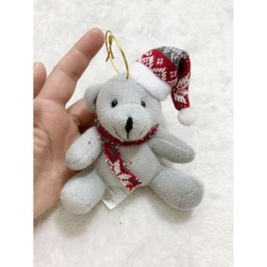 Imagem de enfeite decorativo natal pend urso com gorro cachecol de árvore 11/15CM (11 CM cinza,1 peça)