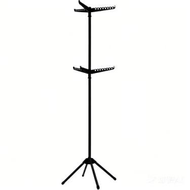 Imagem de CASAMAYA Escorredor de roupas dobrável, rack de secagem de 2 camadas de 2 camadas com trilho giratório para roupas para 54 peças, economia de espaço, interior, aço inoxidável, preto CDR002B11