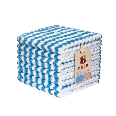 Imagem de AIWIWH Toalhas de prato, panos de limpeza de microfibra de veludo coral, super absorventes e de secagem rápida, panos de prato reutilizáveis sem fiapos para cozinha, pratos de lavagem (8, azul pequeno