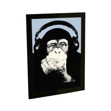 Imagem de Quadro Decorativo A2 Macaco Chimpanzé Musica Fones De Ouvido Poster
