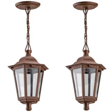 Imagem de Kit 2 Luminárias de Teto Lustre Pendente Retrô Sala de Estar Grega Cristal Dital Marrom Iluminação