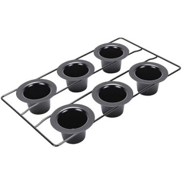 Imagem de Fockety Forma para Popover com 6 Cavidades, Assadeira Antiaderente em Aço Carbono para Popovers, Muffins e Pudins, com Cavidades Profundas e Grelha, Pode Ser Lavada na Lava louças