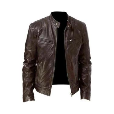 Imagem de Jaqueta De Couro Casual Slim Fit Para Homens, Moda Motociclista 2024, 