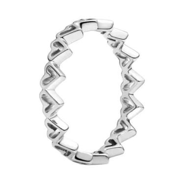 Imagem de Anel Feminino De Prata Esterlina 925 Com Coração E Flor, Tamanhos 6-9,