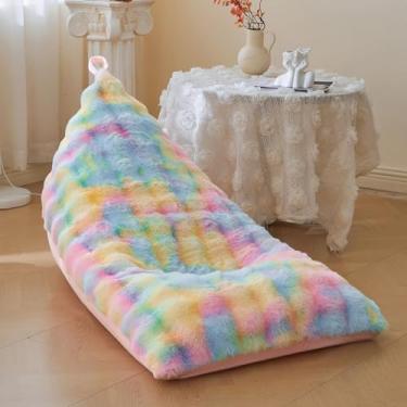 Imagem de LIFEREVO Saco de pufe de pelúcia de pele sintética de coelho (sem enchimento), capa de cadeira de pufe com bolhas de waffle para crianças, adolescentes e adultos, organizador de brinquedos de pelúcia