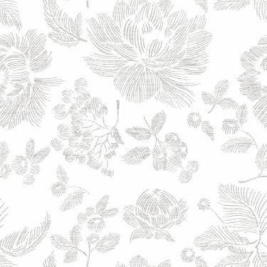 Imagem de Safiyya Papel de parede floral para contato cinza e branco papel de parede moderno autoadesivo casa de fazenda papel de parede removível para quarto banheiro rolo de vinil 44 cm x 199 cm