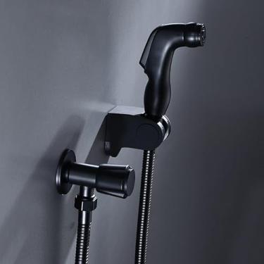 Imagem de Torneira de bidê Chuveiro de mão Banheiro Bidê Torneira de Chuveiro Preto Conjunto de Chuveiro Bidê Sanitário Aço Inoxidável Montagem na Parede Torneira de Banheiro (ABS)