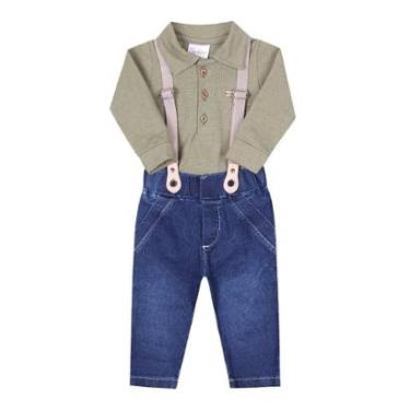 Imagem de Conjunto Bebê Menino Body Calça Suspensório Paraiso 15397-Masculino