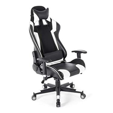 Imagem de Cadeira de escritório para jogos, café, corrida, couro, reclinável, ergonômica, 180°, computador, café, cadeira executiva, ajuste do assento, apoio para os pés