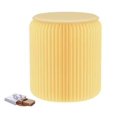 Imagem de Folding Paper Stool Tamborete Dobrável Colorido Do Papel De Embalagem, Cadeira Criativa Escalável Lazer Acordeão, Usado Para Fotografar Lojas Roupas(Beige,36x30cm/14.96x11.81in)