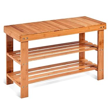 Imagem de Prateleira de sapato, 3 camadas, bambu, sapateira, organizador de prateleira, porta de entrada, prateleira resistente, organizador de armazenamento de sapatos