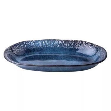 Imagem de Prato de servir de cerâmica, pratos ovais, pratos de servir aperitivos de sushi de sobremesa para festa, bandejas empilháveis, prato de jantar de salada de bife, para aperitivos, sushi, restaurante