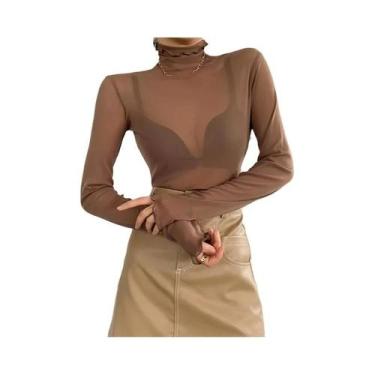 Imagem de Camiseta Feminina De Manga Longa Para O Verão, Elástica, Básica, Casua