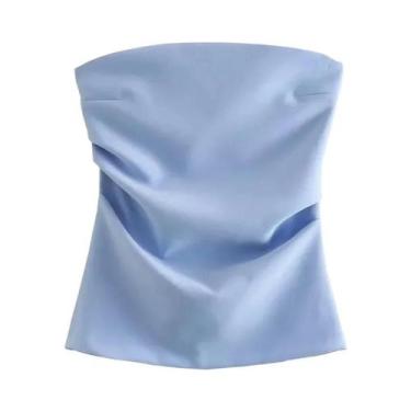 Imagem de Top Cropped Sem Mangas Com Costas Franzidas Para Mulheres, Verão, Ombr