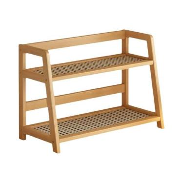 Imagem de Prateleira De Armazenamento De Mesa Em Bambu De 2 Camadas, Organizador