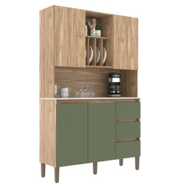 Imagem de Armário de Cozinha 4 Portas 3 Gavetas AC4430 120cm Carvalho Oak/Arbo/Petra - Decibal