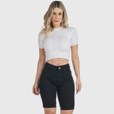 Imagem de Bermuda Jeans HNO Jeans Ciclista com Elastano Preto-Feminino