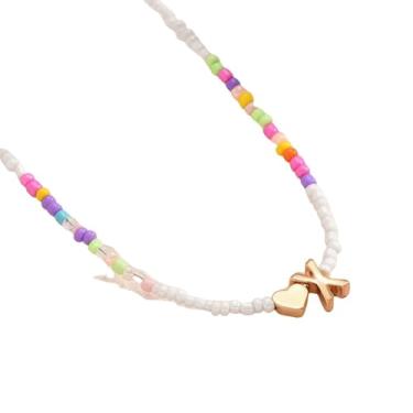 Imagem de tincolia Colar clássico de 26 letras com pingente de tartaruga com contas e clavícula feminina, acessórios de festa e presente