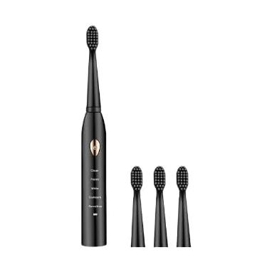 Imagem de Escova de Dente Elétrica Recarregável - Carregamento via USB - 4 Refis - Preta