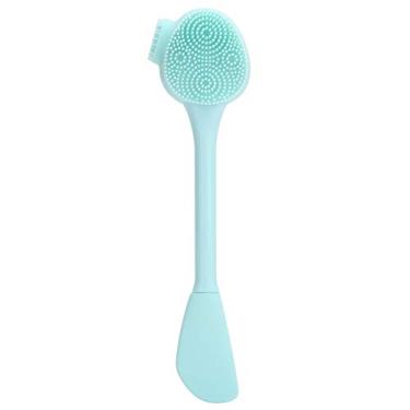 Imagem de Escova de limpeza facial de silicone portátil, máscara flexível e macia, bastão de mistura para limpeza profunda e massagem de pele normal, material pp de silicone de qualidade (Tipo de faca dupla verde)