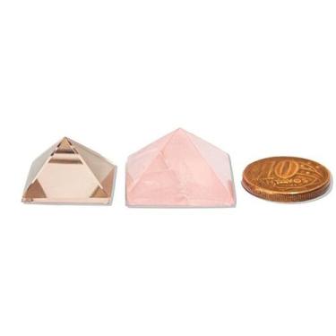 Imagem de Kit 2 Mini Pirâmides Quartzo Rosa e Fumê Natural 10 a 20mm - Cristaisd