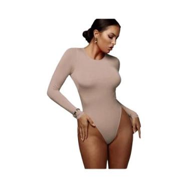 Imagem de Body Feminino De Manga Longa Em Branco, Preto E Cinza, Sexy, Casual Pa