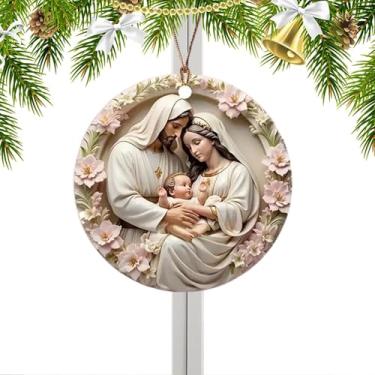 Imagem de Ornamento de Natal de presépio 2D, decoração de família sagrada de acrílico 2D, ornamentos do nascimento de Jesus | para homens, família, amigo, vizinho, colega de trabalho, professor