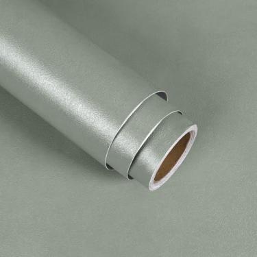 Imagem de VaryStyle Papel de parede de concreto verde sálvia texturizado papel de parede de cimento descascar e colar papel de contato de concreto para paredes de bancadas de cozinha 39.9 cm x 299.7 cm