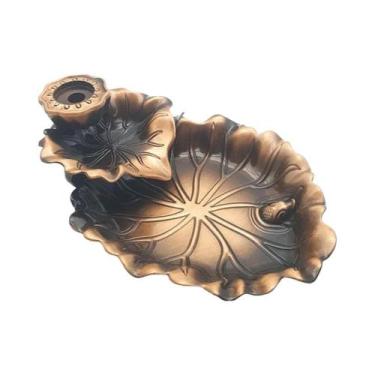 Imagem de Queimador De Incenso De Refluxo Em Metal Com Design De Sapo E Peixe, C