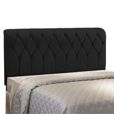 Imagem de Cabeceira Miami Cama Box Queen 160 cm Suede Preto Amassado - JS Móveis