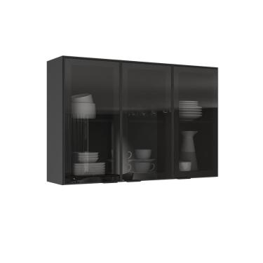 Imagem de Armário Aéreo De Cozinha Itatiaia Lumina 120cm Em Madeira Grafite-fendi