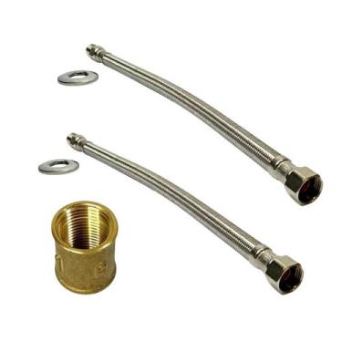 Imagem de Kit 2un mangueira para aquecedor água quente e fria malha de aço 40cm 