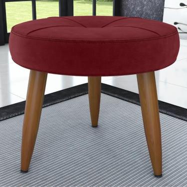 Imagem de Puff Decorativa Redondo Marici Veludo Vinho