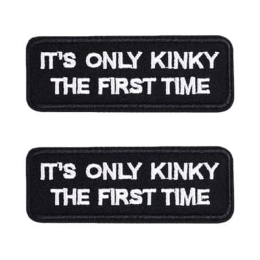 Imagem de EUIOSFDC Emblema It's Only Kinky The First Time, aplique bordado para costurar ou passar a ferro, 2 peças